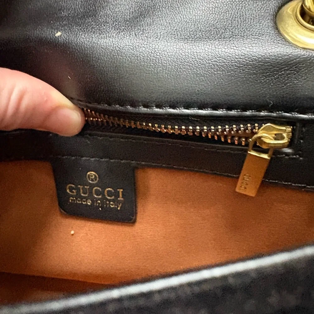 Black Velvet GG Shoulder Bag with Gold Hardware - Picture 11 of 12